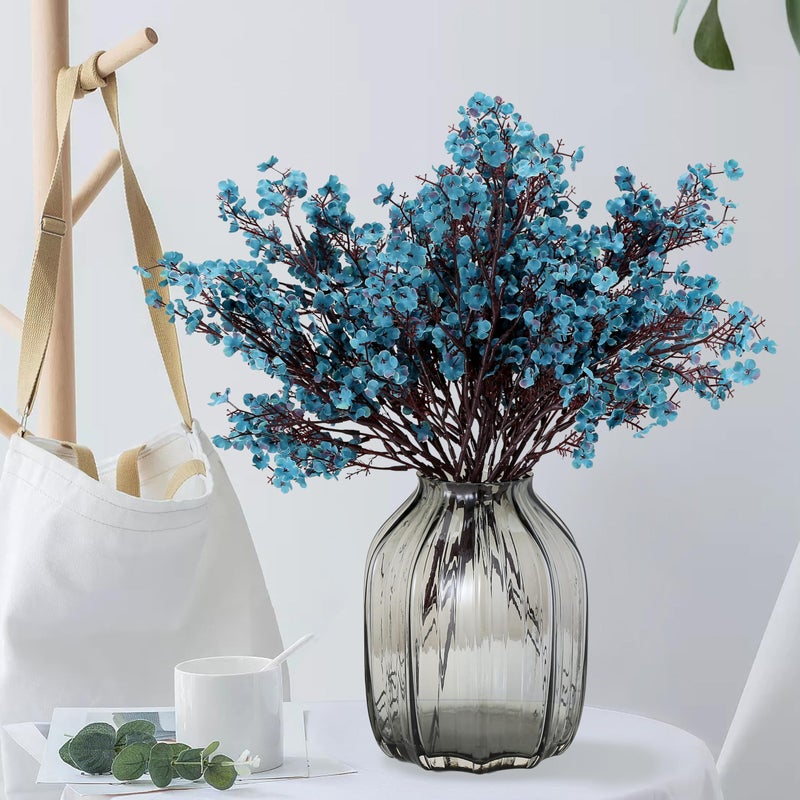 JAKY Global JAKY-Global Babys Breath Fabric Cloth Artificial Flowers 6 Bundle European Fake Silk Plants Decor Wedding Party Decoration Bouquets Real Touch DIY Home Garden (Autumn Blue-6pcs) - Image 5